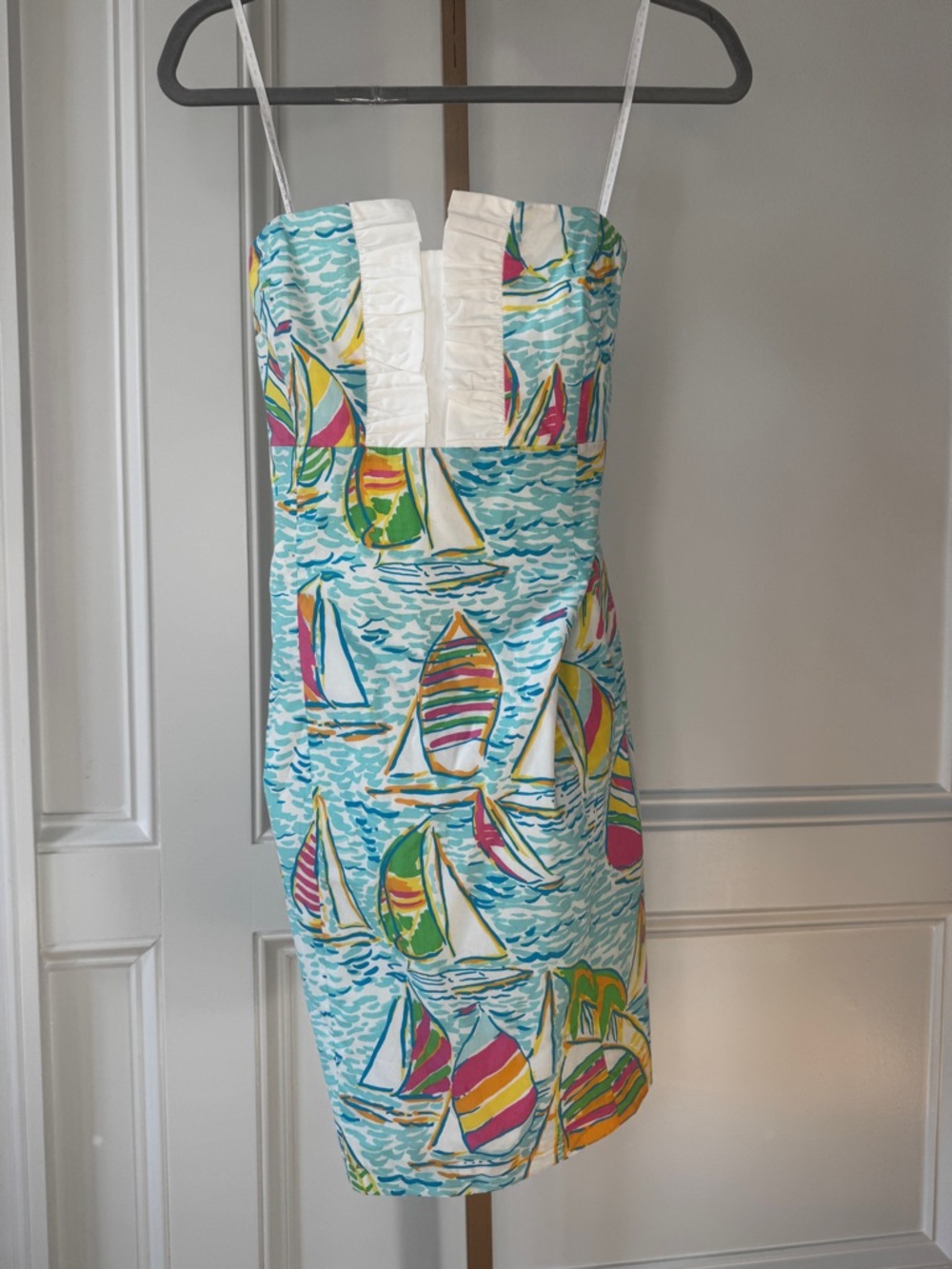 Lilly Pulitzer Size 8 You Gotta Regatta Sailboats Strapless Dress Nautical Pink